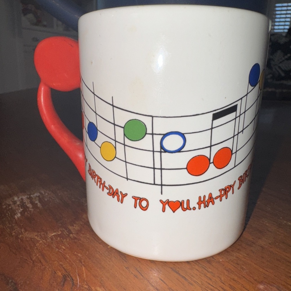 1070's Shafford Original‎ Happy Birthday Mug Rare With Red Handle OLA51